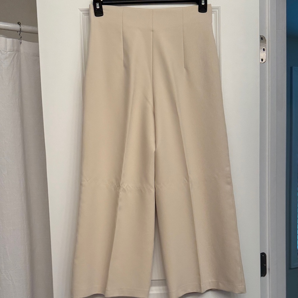 Zara Cream Wide-Leg Pants - Picture 2 of 5